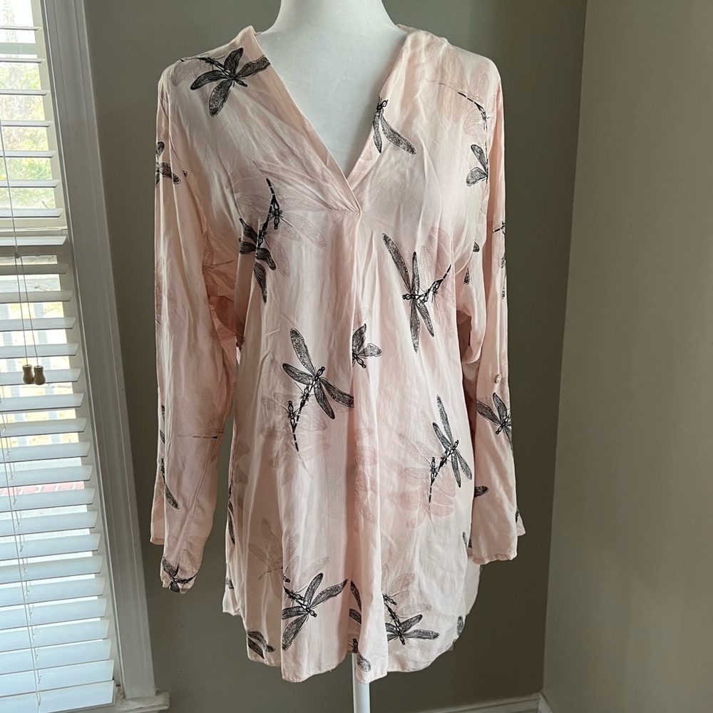 Pink Dragonfly Print Women's Tunic